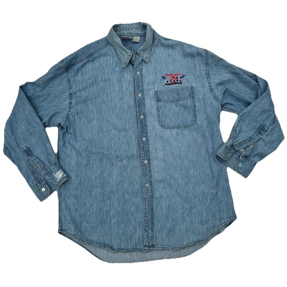 Vintage Denim Shirt Embroidered Fox Video Hot Shots Part Deux Movie Memorabilia